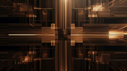A sepia-toned background with an abstract pattern, reminiscent of the appearance of steel beams and cross lines. The design incorporates brown tones to give it depth and contrast. - obrazy, fototapety, plakaty