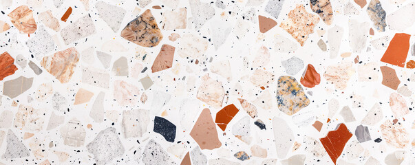 Closeup macro of terrazzo flooring background with copy space 