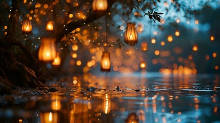 autumn leaves reflecting in water