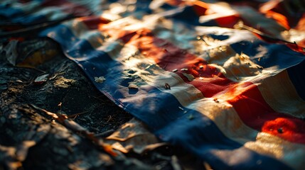 Naklejka premium A group of leaves floating on top of a body of water. 