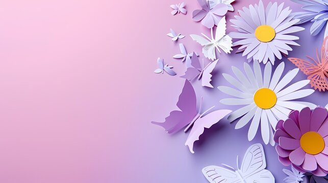 colorful butterfly kirigami violet daisy (2)