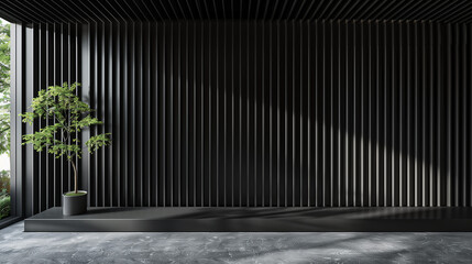 modern black wall background with extruded stripes 