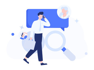 Personnel doing job interview flat vector concept operation hand drawn illustration
