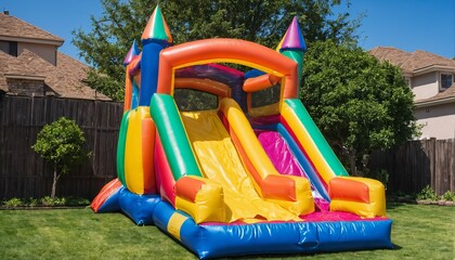 Vibrant backyard kid bouncy castle water slide - inflatable bounce house & splash pool playset - 766066686