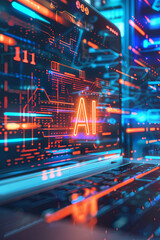 A computer designed for AI, with AI text on the screen