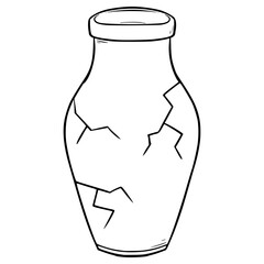 cracked vase illustration hand drawn outline vector