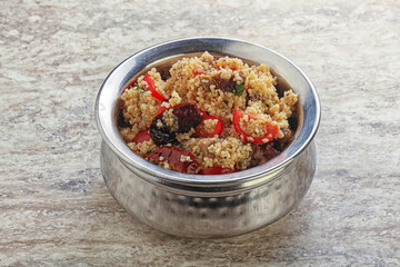 Arabic cous cous with meat and tomato