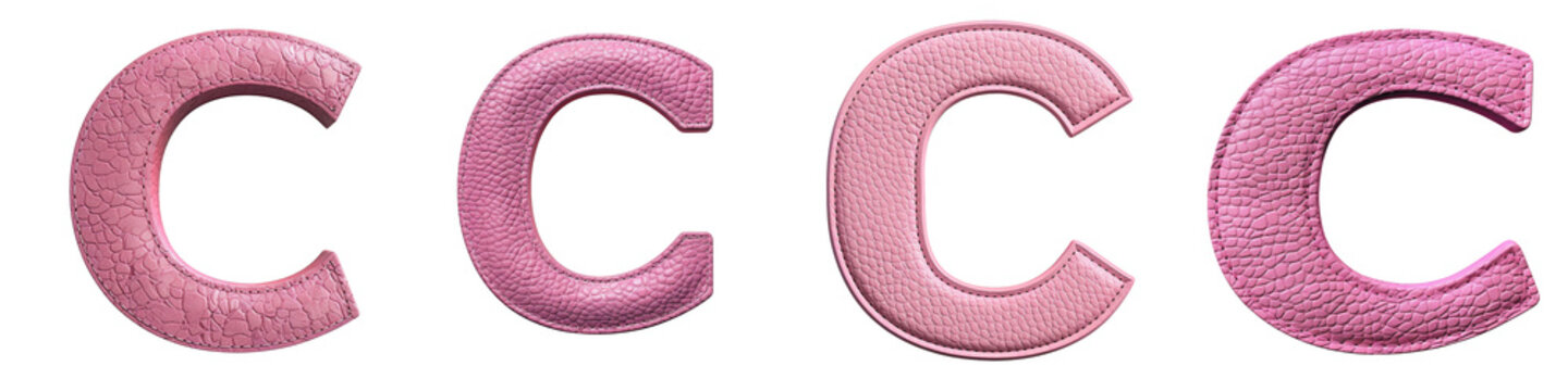Pink Leather Texture lettering, alphabet, logotype, letter C isolated on a transparent background