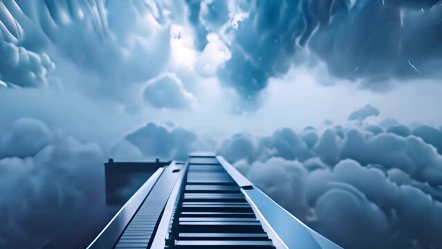 Piano Floating in Clouds Generative AI