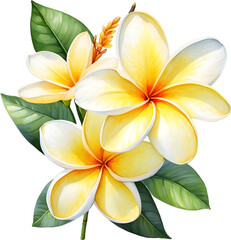 Obraz na płótnie Canvas Watercolor painting of a Frangipani flower.