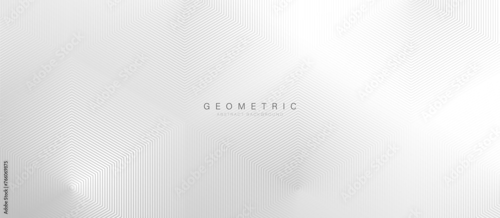 Poster Abstract design with white glowing hexagon geometric lines background. Modern minimal trendy lines pattern. Vector illustration