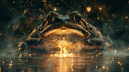 The fire frog a mystical guardian of ancient flames watches over the secrets of fire