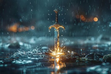 The legacy of the Iron Water Sword is ancient its secrets passed down through generations a blend of fierce combat and poetic motion - obrazy, fototapety, plakaty