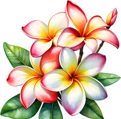 Watercolor painting of a Frangipani flower.
