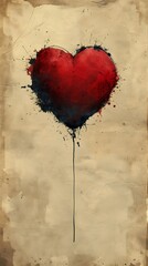 red heart splattered paint splatter air balloon labeled large vertical blank spaces simplistic old parchment upbeat black background
