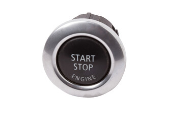 Button start and turn off the ignition of the car engine close-up on the dashboard, electric key,...