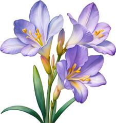 Fototapeta na wymiar Watercolor painting of a freesia flower.