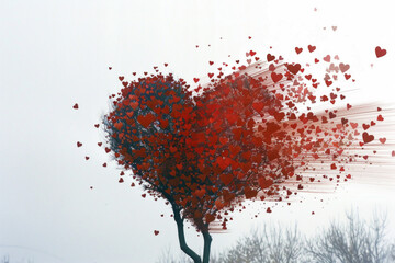 A heart shaped tree with colorful hearts on it