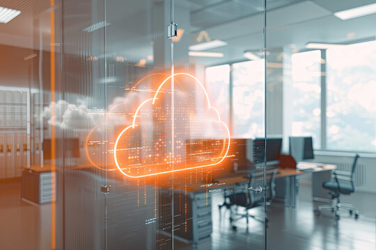 Concept of cloud computing technology for office worker