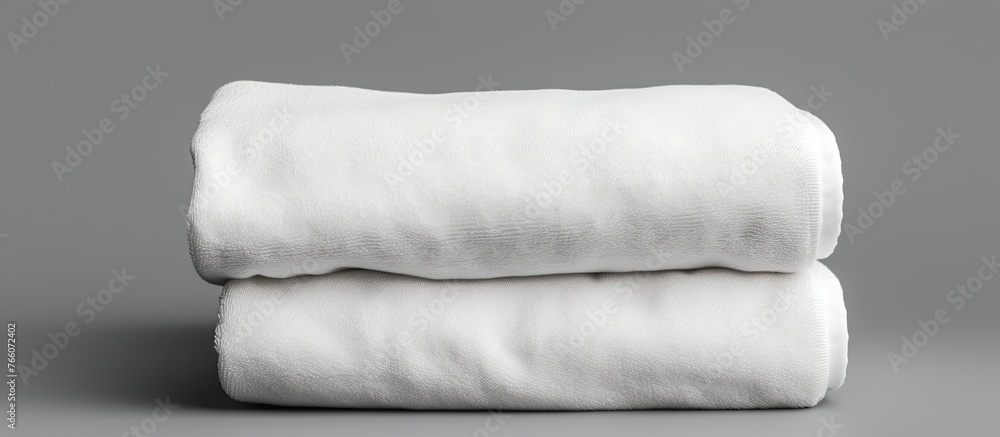 Poster two white linens are neatly stacked on a gray surface, creating a clean and modern look. the rectang