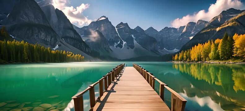 Mountain Lake View from a Wooden Pier