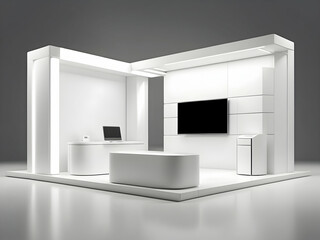 a sleek modern blank exhibition booth