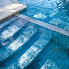 Obraz premium Tile pattern in swimming pool, blue tone