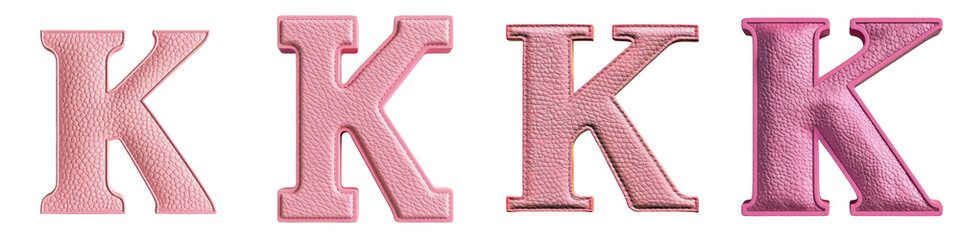 Pink Leather Texture lettering, alphabet, logotype, letter K isolated on a transparent background