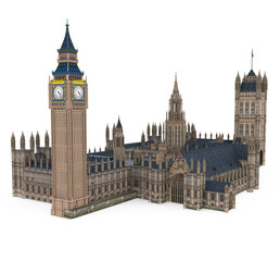 Houses of Parliament and Big Ben Isolated