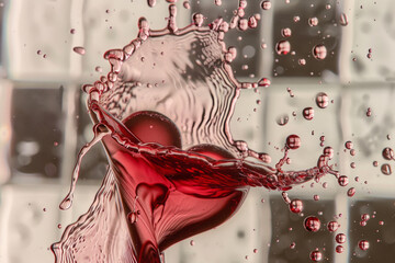 Red heart liquid splash for romance valentines day. Generative AI