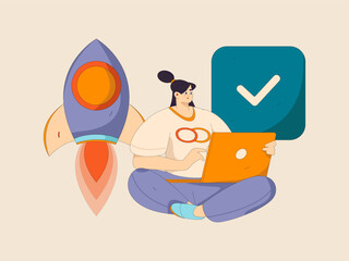 Communicate with consultants flat vector character concept operation hand drawn illustration
