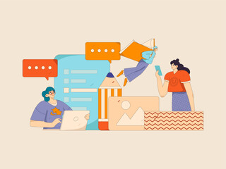Naklejka premium Communicate with consultants flat vector character concept operation hand drawn illustration 