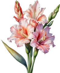 Fototapeta premium Watercolor painting of a Gladiolus flower.