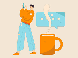 Communicate with consultants flat vector character concept operation hand drawn illustration
