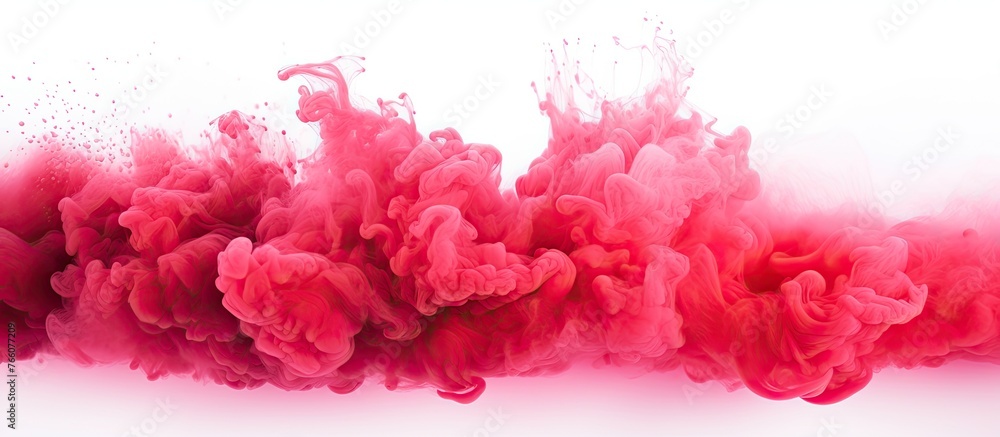 Poster magenta petal floats in water, creating art with natural materials against a white background. font 