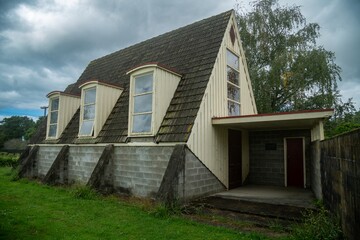 Modernist church in the town of Murawai, Gisborne, New Zealand.