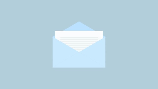 Simple animated of blue envelope with a letter.