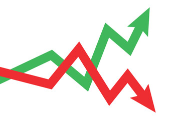 Dynamic Green Up and Red Down Arrow Vector Graphics for Finance, Business Graphs, and Success	