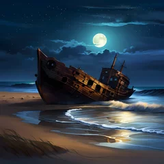 Türaufkleber ship wreck in the sea © Chusaengsri