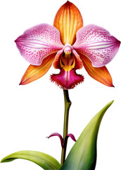 Fototapeta na wymiar Watercolor painting of a Monkey Face Orchid flower.