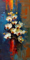vase flowers blue background white orchids brush princess