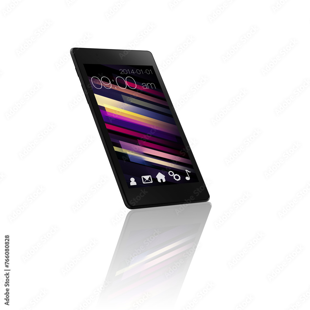 Poster phone, screen and mobile ui with icons isolated on a transparent png background. smartphone, display