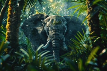 Elephant in the tropical rainforest.