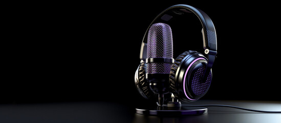 Black purple platinum mic and headset. - Powered by Adobe