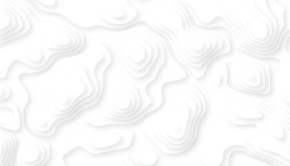 Abstract realistic papercut decoration textured with wavy layers. Topographic canyon geometric map relief texture with curved layers and shadow. White papercut background vector illustration.