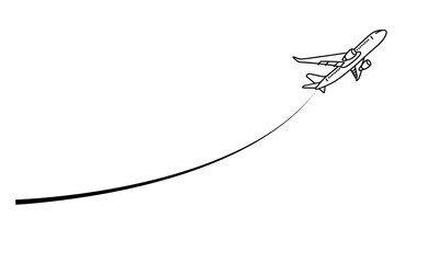 Airplane flat icon sign design outline doodle international travel vector illustration on white background