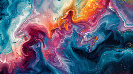 Swirling and eddying paint waves in a hypnotic pattern. - obrazy, fototapety, plakaty
