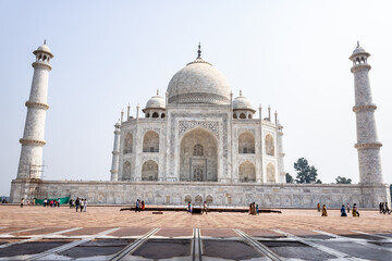 Agra, India - October 14, 2019 : Taj Mahal side view, one of the New 7 Wonders of the World