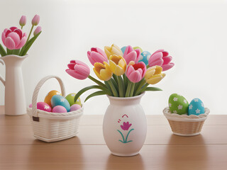 Easter Eggs and Tulips