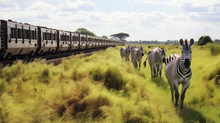 Poster zebras in serengeti national park city © qaiser